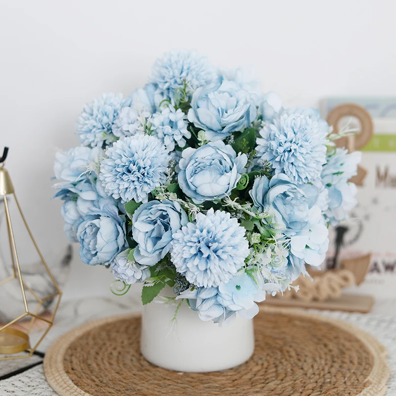 Künstliche Blume Pfingstrose Hybrid Blumenstrauß Faux Hortensie Braut Handstrauß Hochzeit Home Room Decor Weihnachtsfeier Arrangement