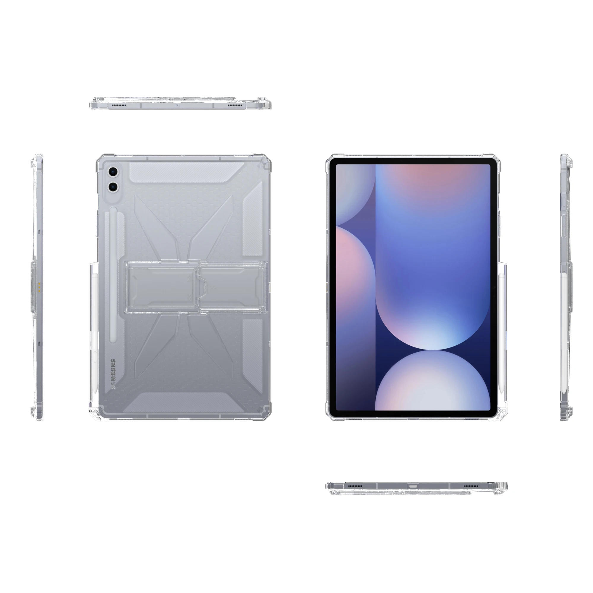 Transparent Soft TPU Tablet Case with Stand & Pen Slot - 12.4''