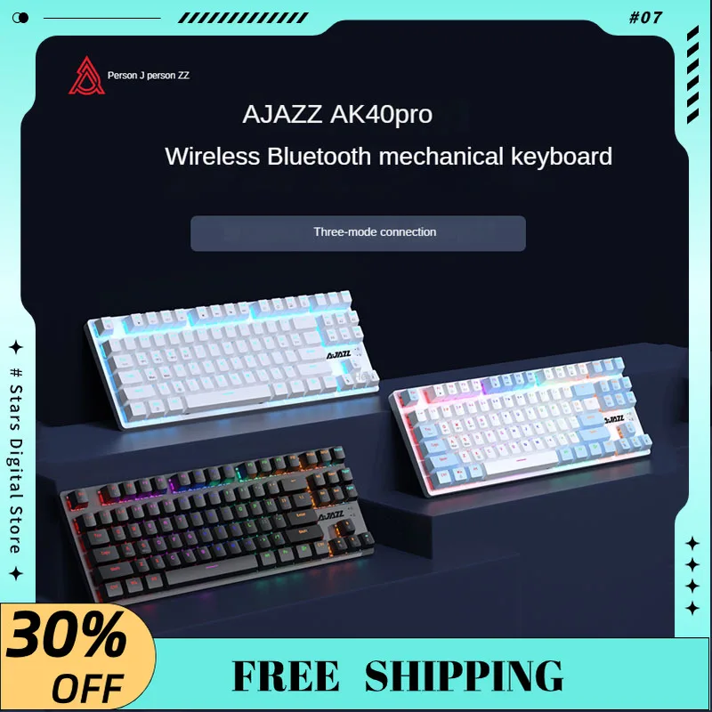 

AJAZZ AK40Pro Mechanical Keyboard Wireless Wired Bluetooth Ergonomic Design Three-mode 87-key RGB E-sports Gaming Accessories