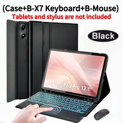 Premium Bluetooth Keyboard Case with Removable Wireless Keyboard - Spanish (Black Backlight 4BMS)