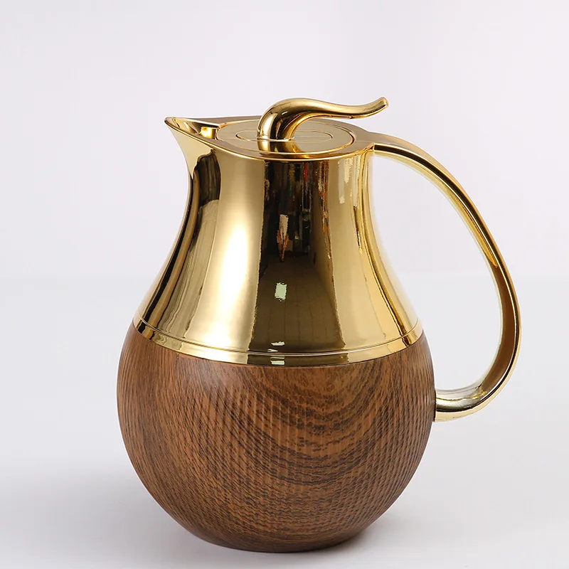 White Marble Pattern Belly Shaped Thermal Bottle 1 Liter