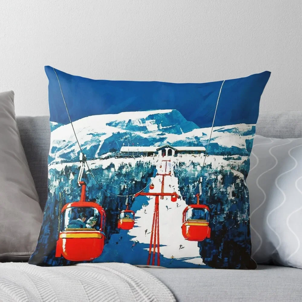 Vintage Gondola Winter Travel Ski Poster Cuscini Per Cuscini Copricuscino Rettangolare Estetico Cuscino Da Seduta