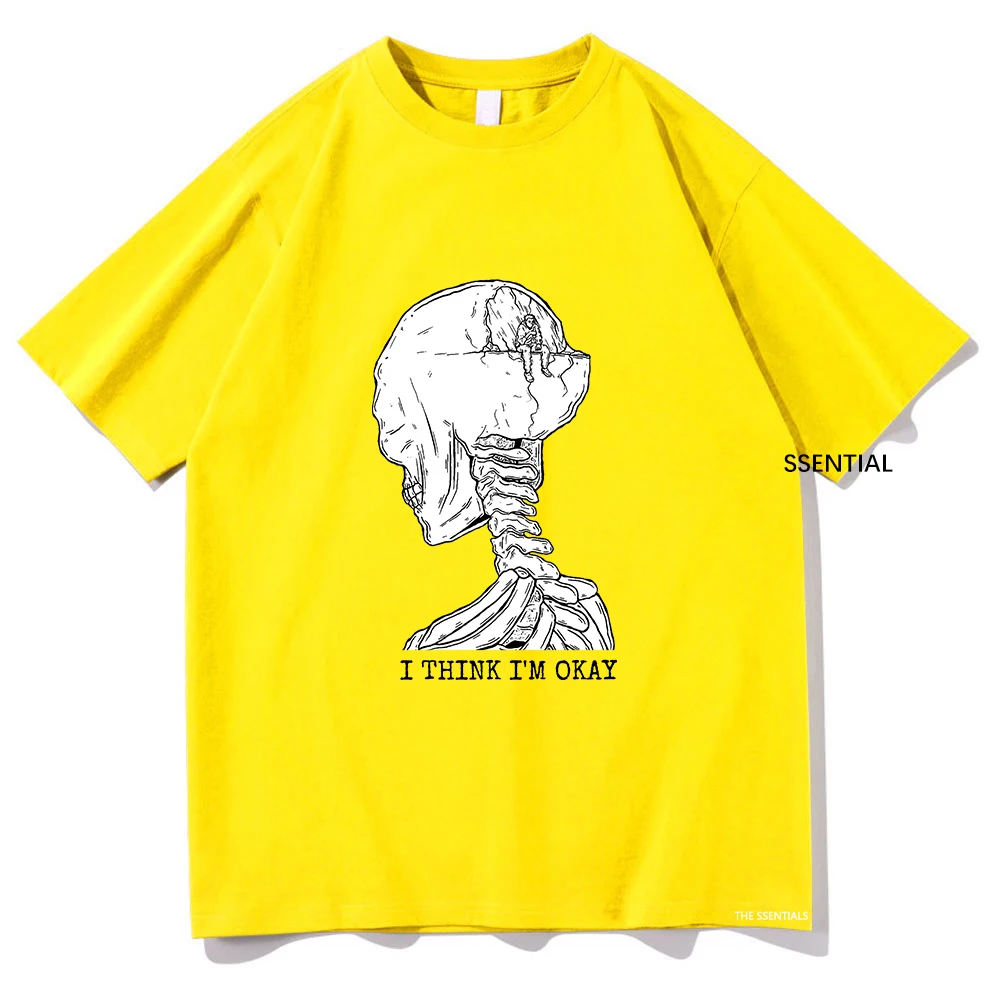 hin Gun Klly T-shirts Ik denk dat ik OKAY ben Mn/Womn Kleding Asthtic Tops Katoenen T-shirt Vintage Unisx Strtwar_voghion.com