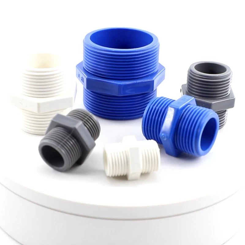 

5pcs PVC Nipple Connector 1/2" 3/4" 1" Male Thread PVC Pipe Connector Garden Irrigation Pipe Fittings Water Supply Tube Joints
