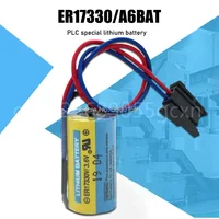20pcs Genuine A6BAT 3.6V Programmable Controller Battery for CNC System Servo 1700mAh with Plug ER17330V Lithium 2/3A Battery 2