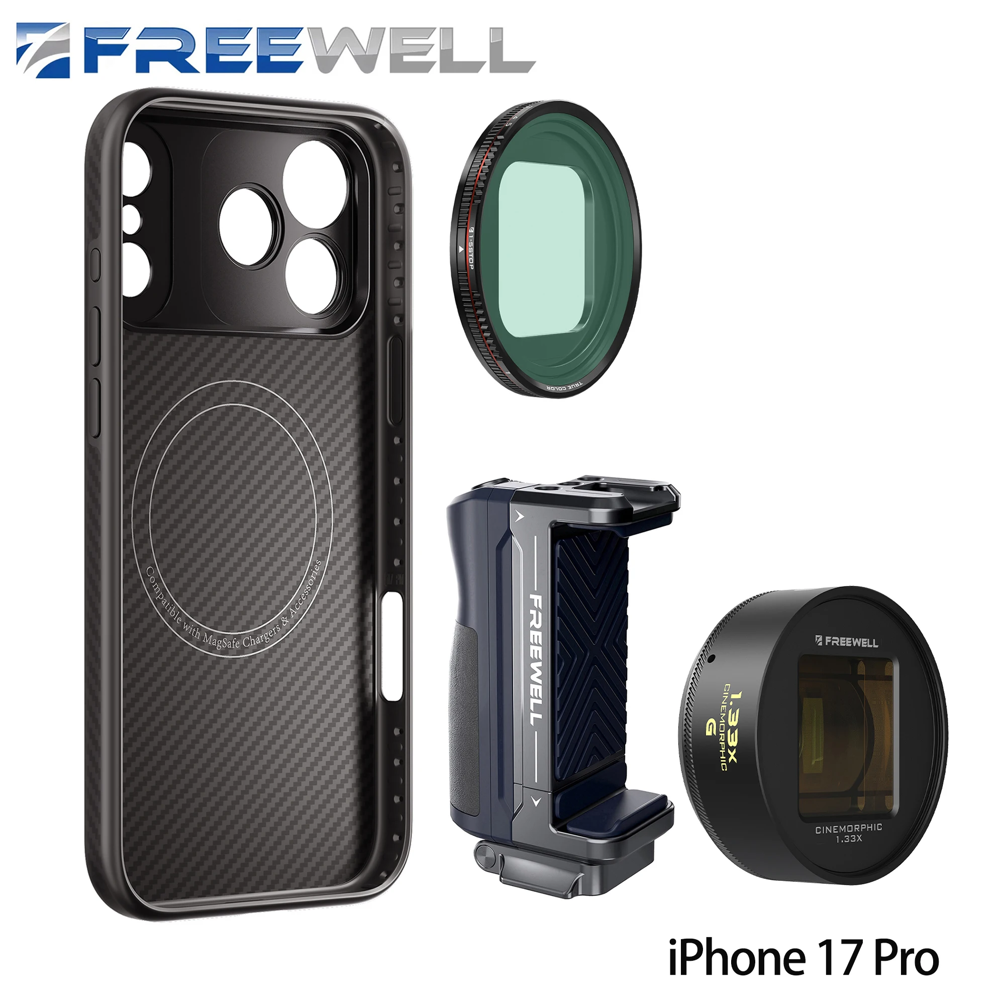 Sankor アナモルフィックレンズ 16C ケース、外箱あり Freewellモバイル写真キット セルフィースティック 1.33x ゴールドアナ