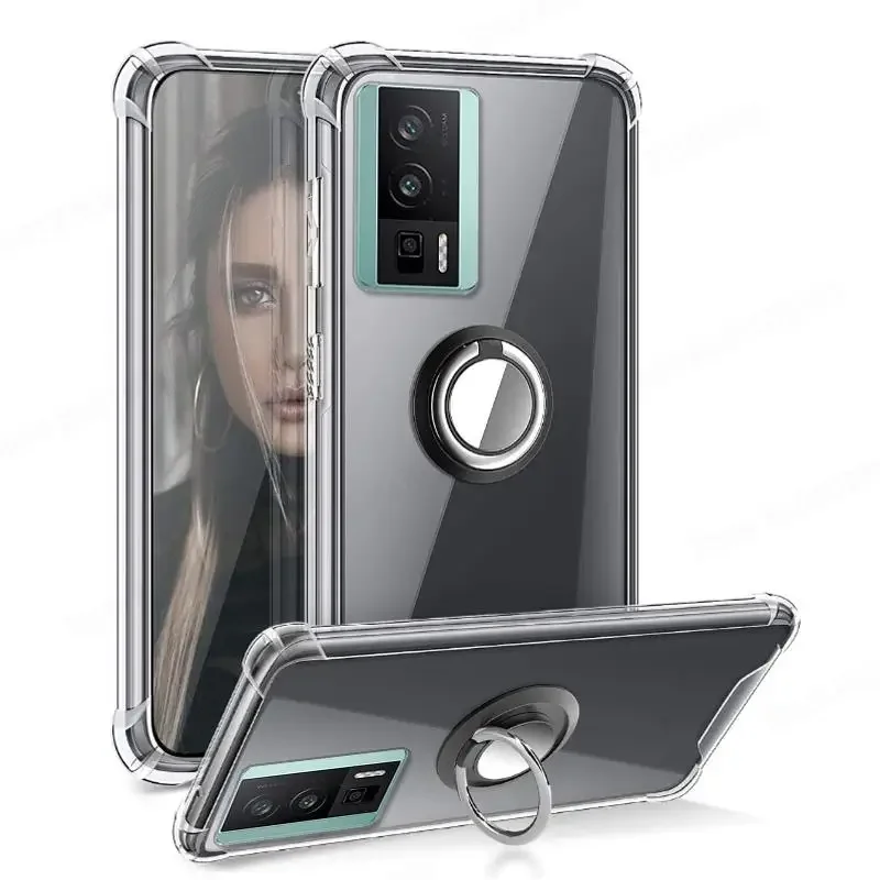 Clear Transparent Soft Case with Ring Stand Holder