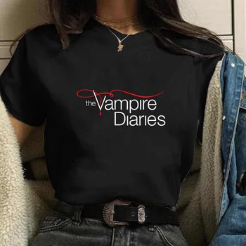 Vampire Diaries Cotton Women Girls Casual Harajuku T-shirt O-neck Short Sleeve Streetwear Ladies Graphic Summer Female T-shirt 1