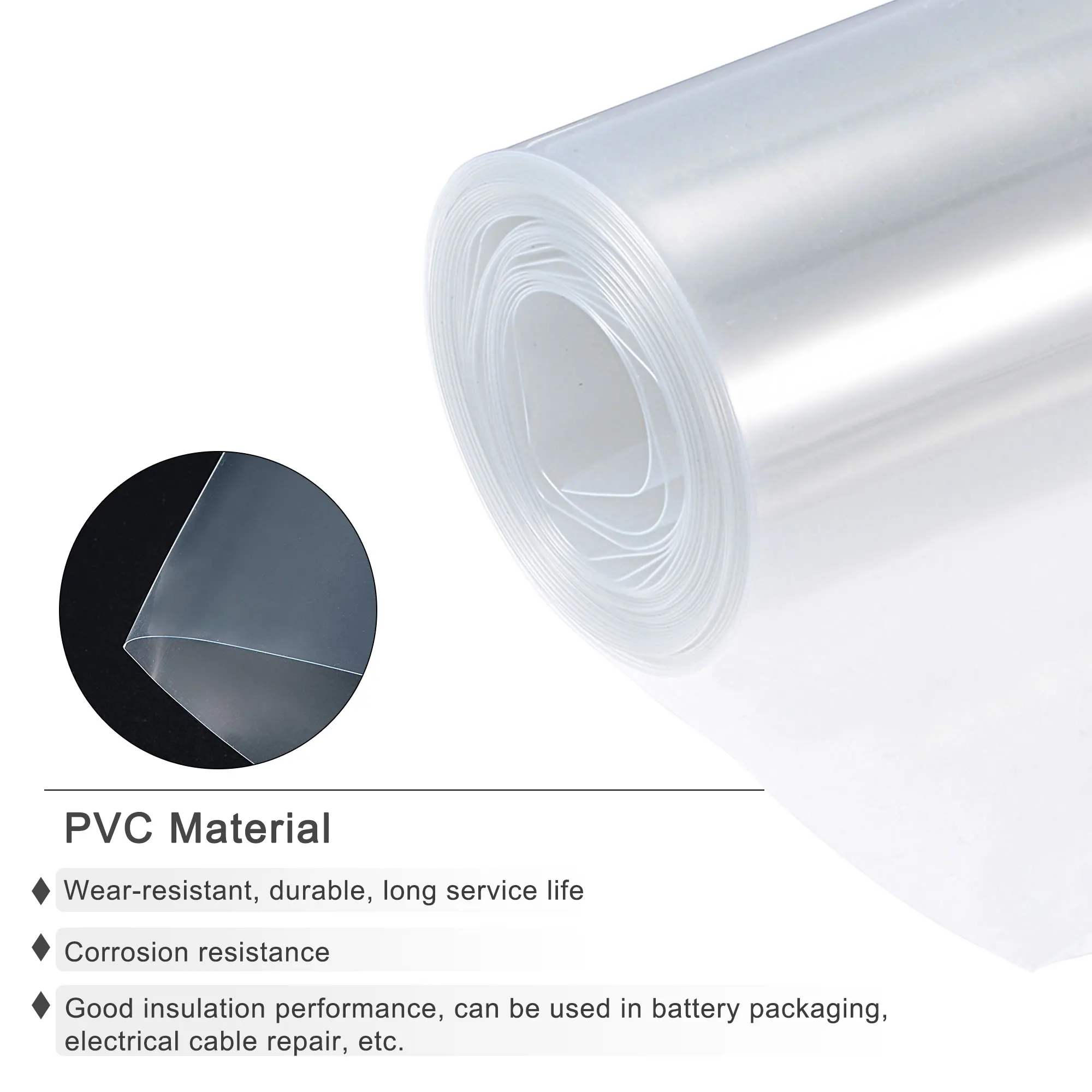 3Meters 43mm Width PVC Heat Shrink Tube Clear/Blue/Black Shrink Wrapping Heat Shrinkable Tube 18650 Battery Insulation Sleeve