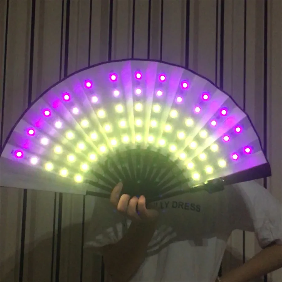 

Dreamcolor LED Fan Dance Lights USB Rechargeable Folding Luminous Fans Bar Show DJ Fluorescent Club Wedding Birthday Party Decor