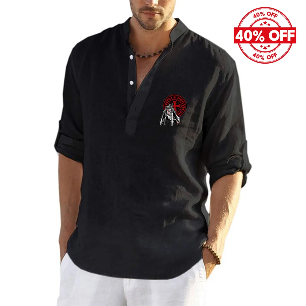 Mens Quick Drying Flax Long Sleeve Shirt Summer