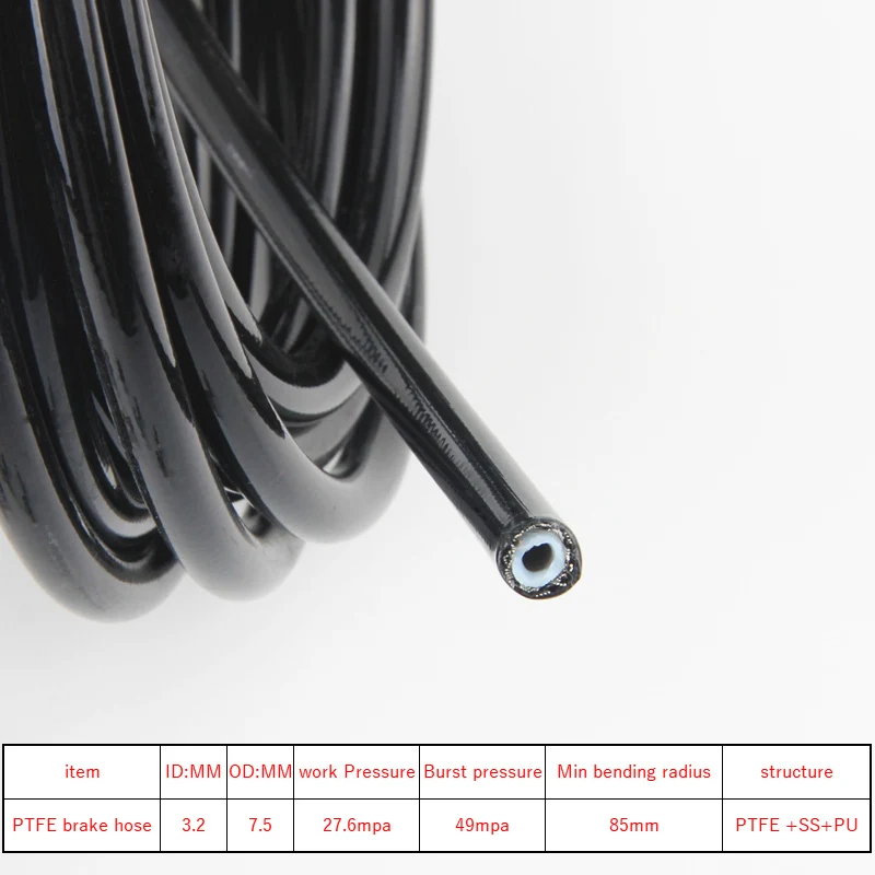 Motorcycle AN3 5m/lot braided Stainless Steel PTFE brake line hose FLUID HYDRAULIC hose PTFE brake line Gas Oil Fuel tube pipe brake pipe hose fuel gas line hose motorcycle brake hose