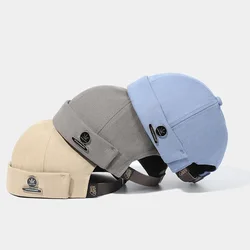 2022 Summer Men's Sailor Hat Beanie Solid Color Pier Hat Men's Fashion Melon Leather Hat Street Hip Hop Hat Wrap Head Short Hat