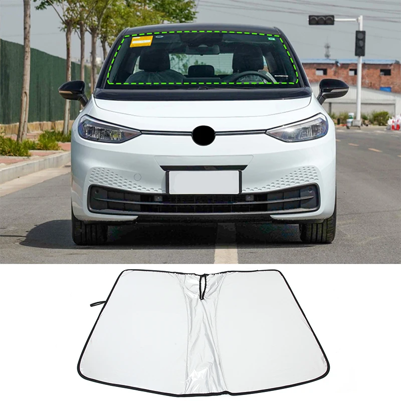 

cheya Silver Tape Car Front Windshield Anti-UV Sunshade for Volkswagen ID.3 2019+ Interior Accessories