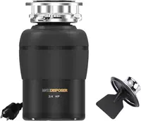Disposal 3/4 HP for Kitchen sink Quiet with Stopper Power Cord, Easy install, Continuous Feed Food Waste Disposer 1