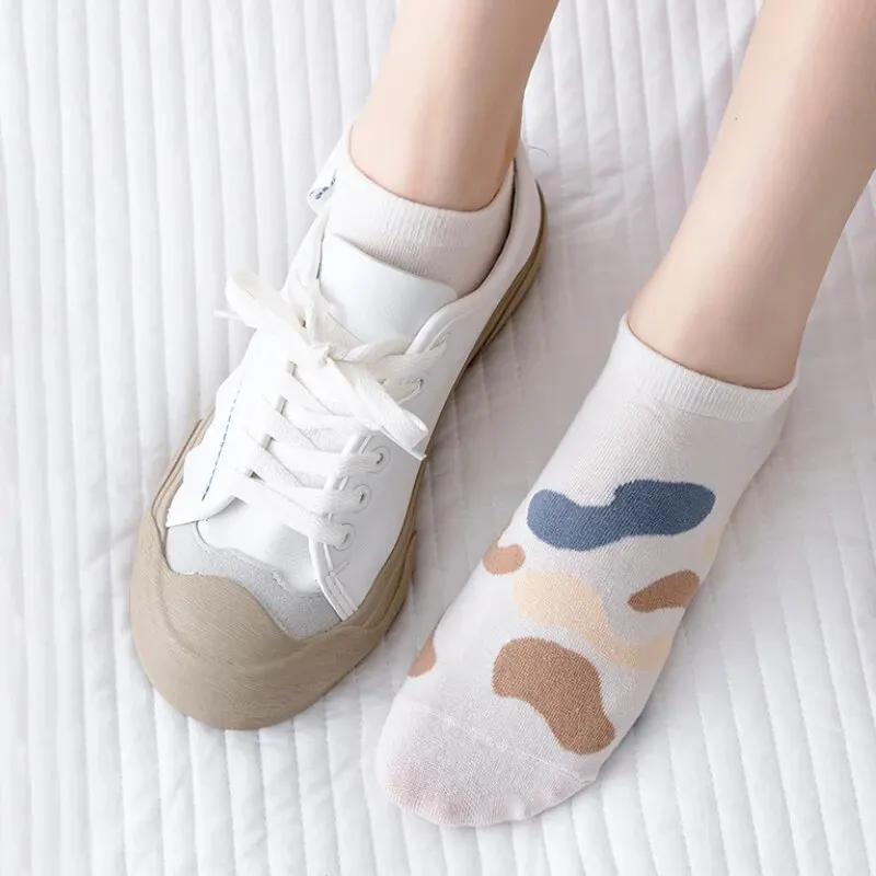 6 Pairs of Women's Spring and Summer Four Seasons Cotton Lemon Rabbit Letter Fashionable Sweet Cute Comfortable Low Socks 5