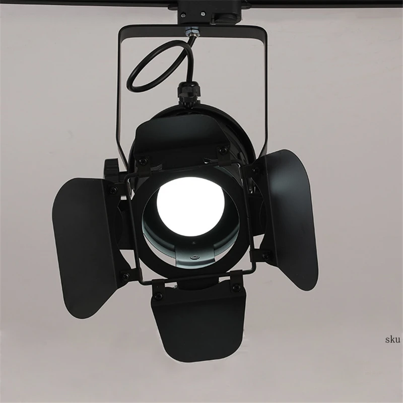 Modern LED Ceiling Lights American Retro Loft Iron Track Lamps Industrial E27 Bar Cafe Industrial Lighting Searchlight Fixtures 6