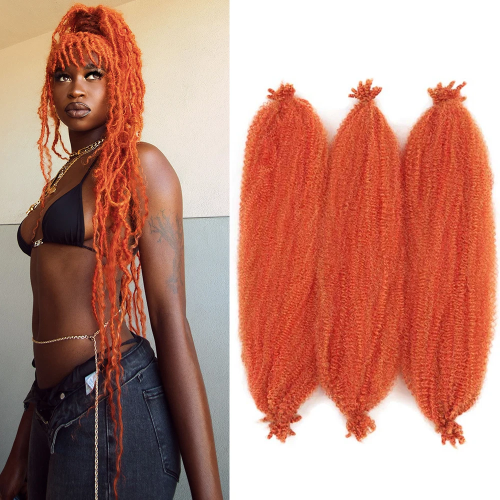 

Afro Twist Hair Synthetic Kinky Curly Marley Braiding Crochet Braids Spring Twist Faux Locs Hair Extension For Black Woman