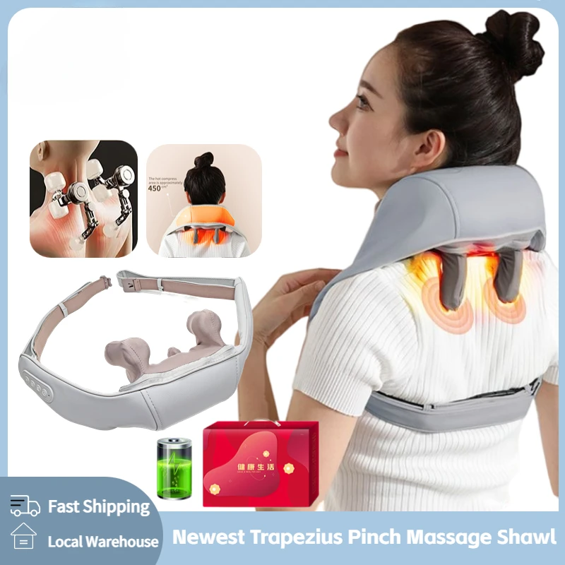 

Newest Wireless Neck Massager Kneading Cervical Spine Massage Shawl Trapezius Muscle Heating Rechargeable Protable Health Gift