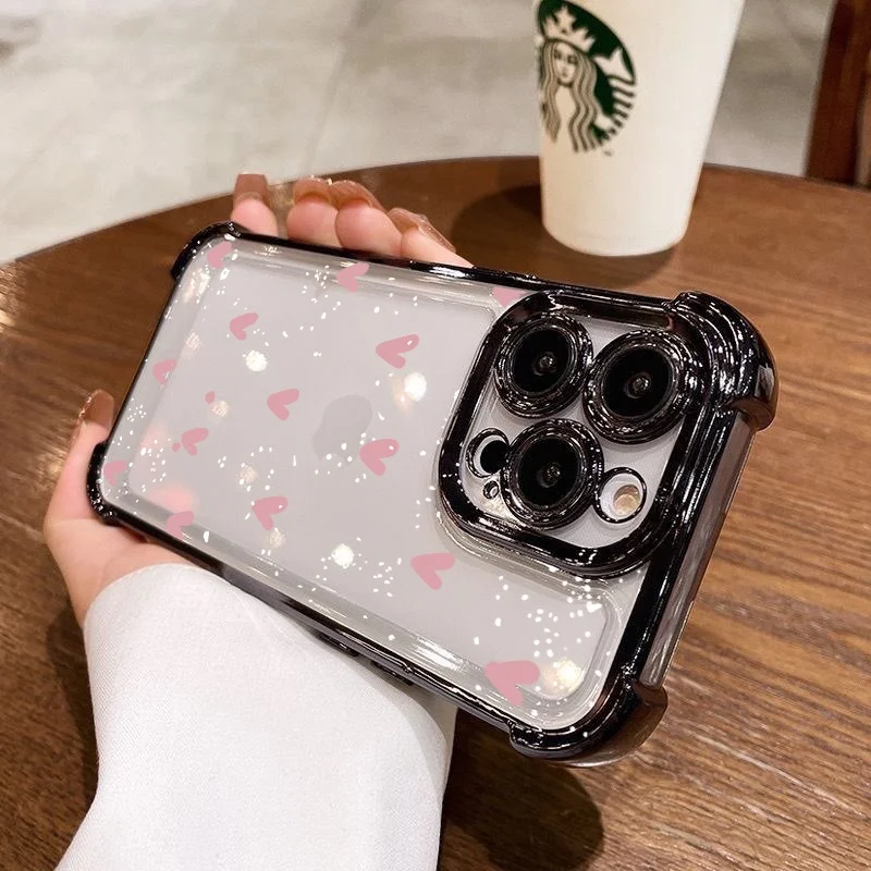 Love Heart Plating Phone Case - Stylish and Protective Cover