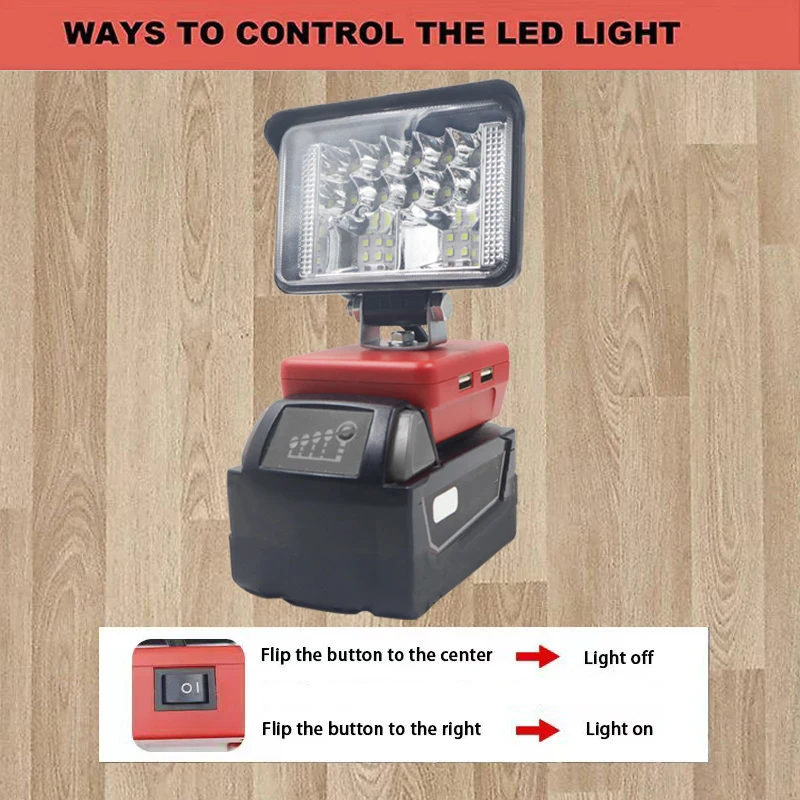 3inch Car LED Work Light Lamp Flashlight USB Mobile Phone Charger Torch Spotlight For Milwaukee 14.4V 18V Li-ion Battery for M18 6