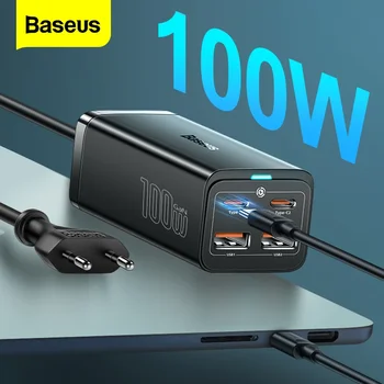 Baseus GaN 100W 65W 데스크탑 충전기 빠른 충전 4.0 QC 3.0 PD USB-C 유형 C USB 빠른 충전 맥북 삼성 아이폰 노트북