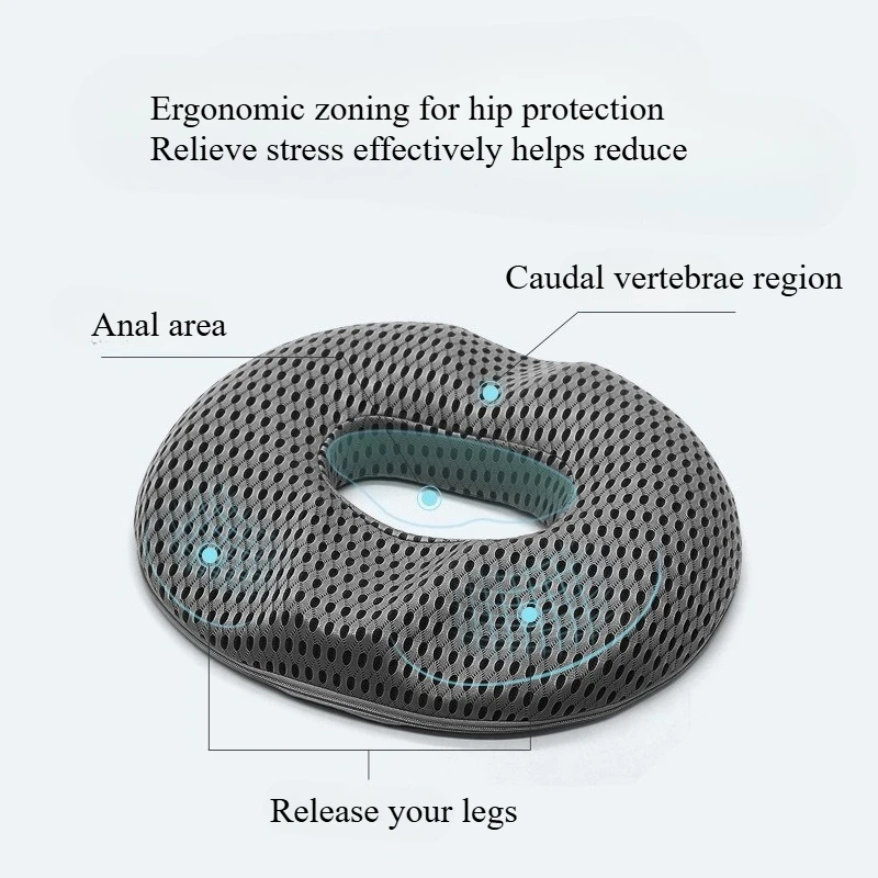 Ergonomic Memory Foam Donut Seat Cushion,Anti-Hemorrhoid, Tailbone Support Pillow with Non-Slip Base,Removable Cushion