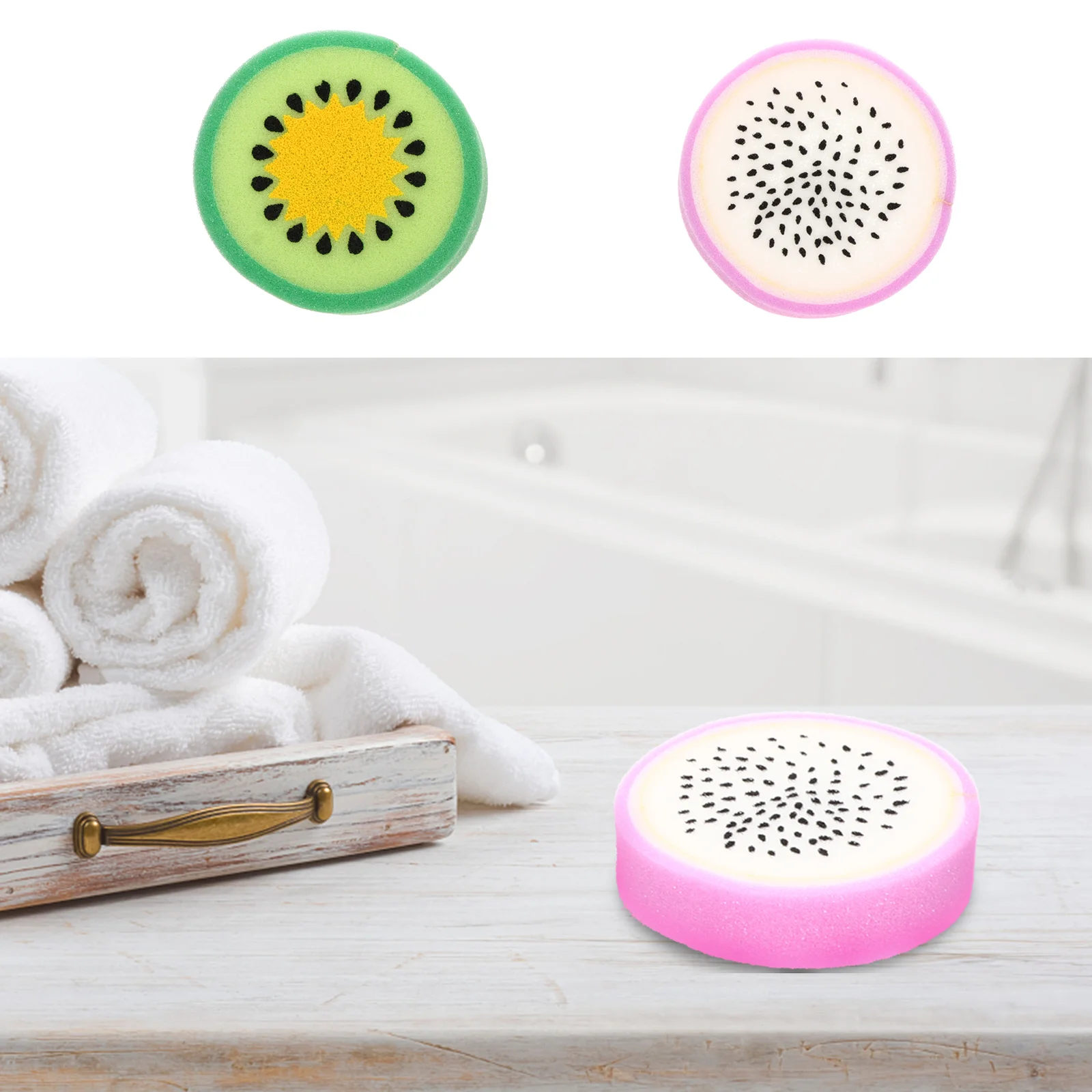 

Cute Bath Sponge Fruit Shaped Body Cleaning Sponge Cartoon Bath Sponge Bathroom Supplies Lovely Shower Brush Bath Tools