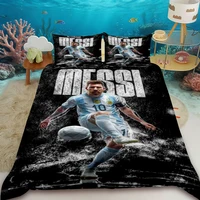 Housse de couette Lionel Messi Superstar du football, ensemble de literie imprimé, housse de couette douce, ensemble de literie taille King/Full pour garçon 5