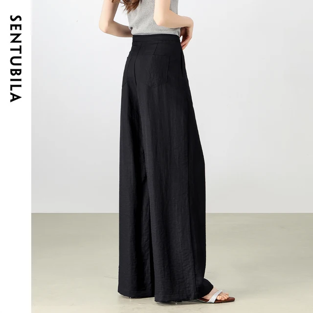 SENTUBILA Baggy Linen Pleated Pants Woman Wide-leg Summer Trousers 2026 New Products Workwear Fashion Women's Clothing W52KD0145 3