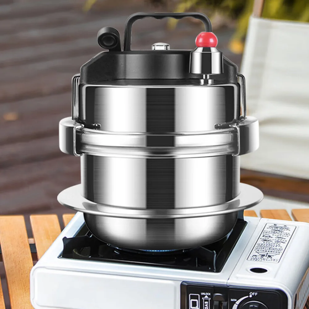 2L Portable Outdoor Pressure Cooker, 304 Stainless Steel Outdoor Camping Micro Pressure Cooker