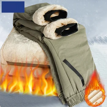 2024 inverno nuova moda più pile addensato caldo impermeabile pantaloni sportivi da uomo casual allentato di grandi dimensioni pantaloni di alta qualità 6XL 1
