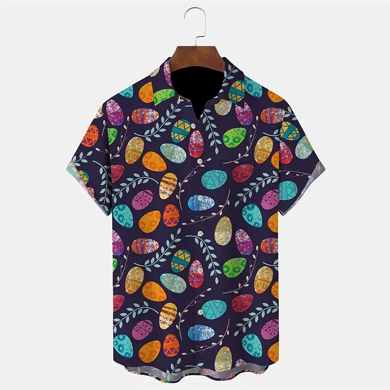 

Men's shirt casual weekend autumn 3d short sleeve four-way stretch fabric shirt Easter