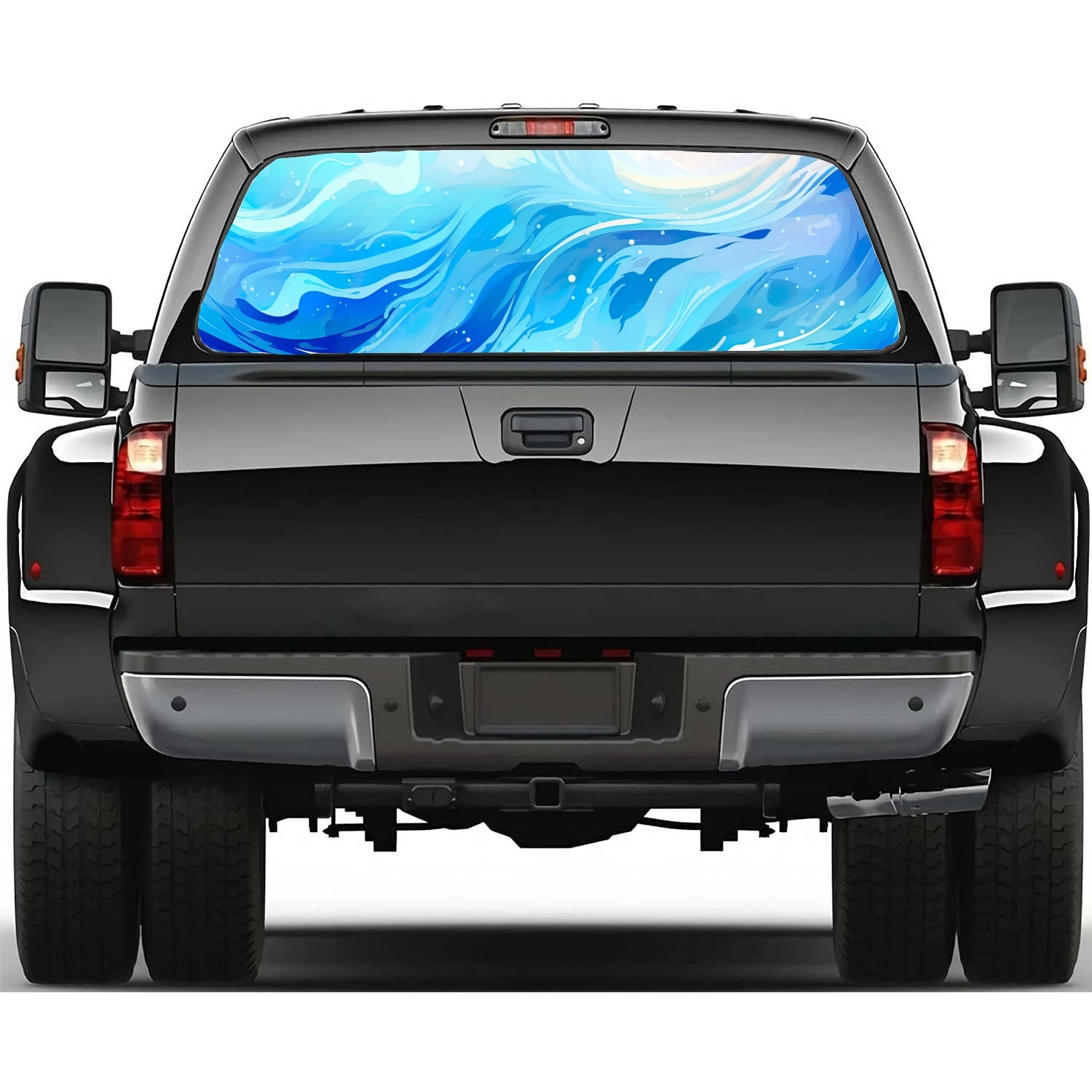 

Tranquil Azure Blue Water Rear Window Decal Fit Pickup,Truck,Car Universal See Through Perforated Back Windows Vinyl Sticker