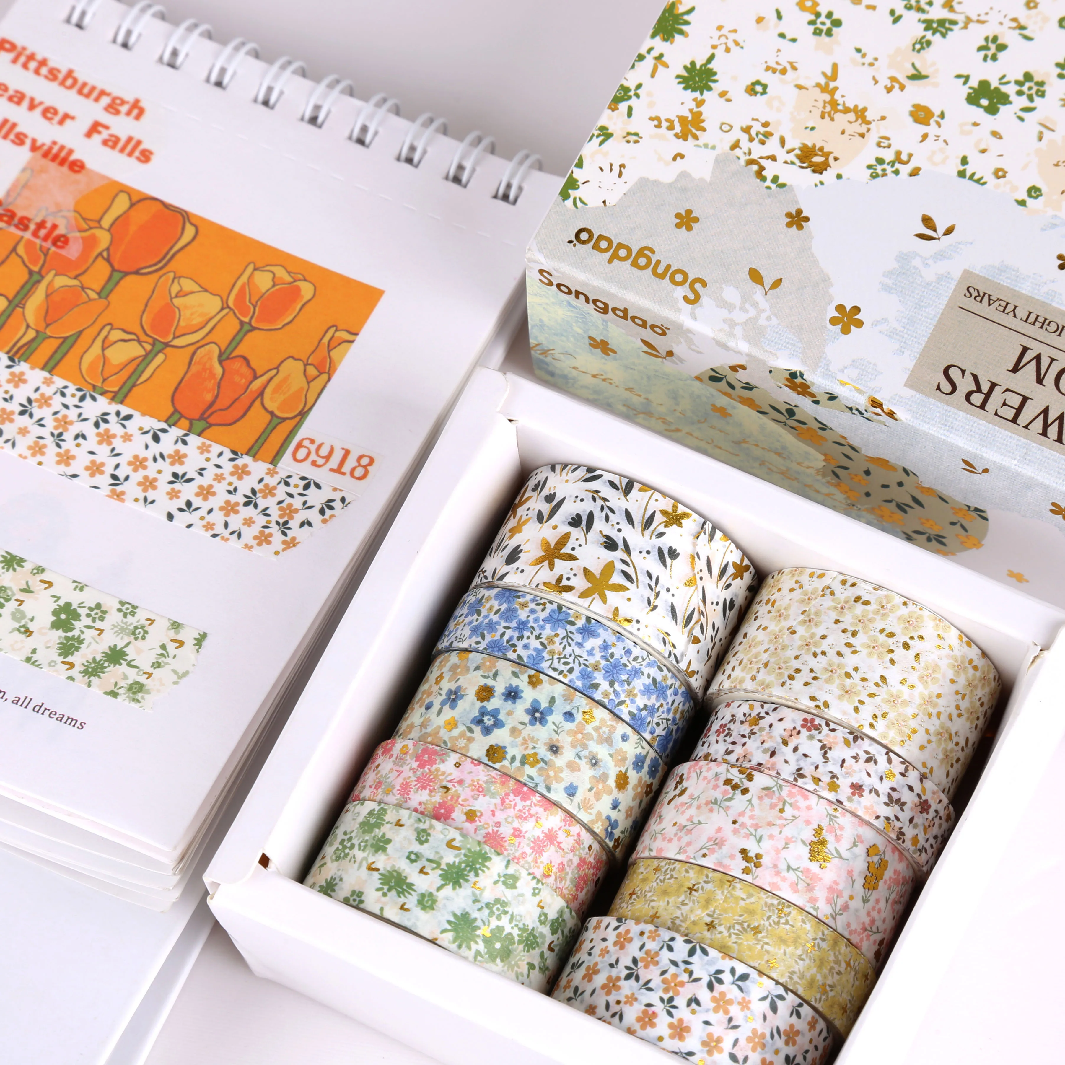 10pcs Floating Series Washi Tapes Set Gold Stamping Adhesive Masking Tape Diary Decoration Stickers A7562 3