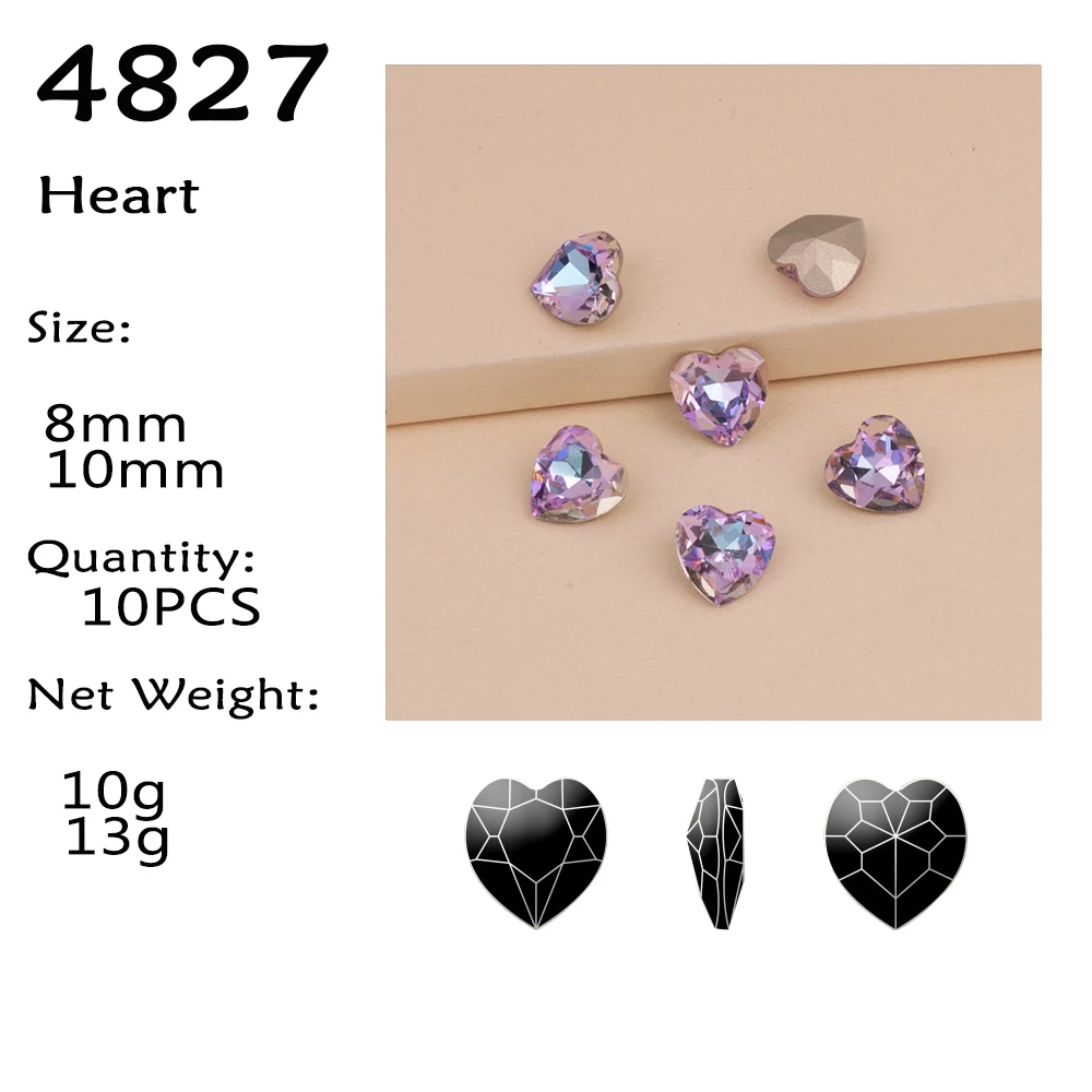 5A Verschiedene Formen Vitrail Lichtfarbe 10 Stück DIY Bastelzubehör Lose Perlen Strasssteine Pointback Glas Kleber für Nagelkunst Edelsteine – Detail 20