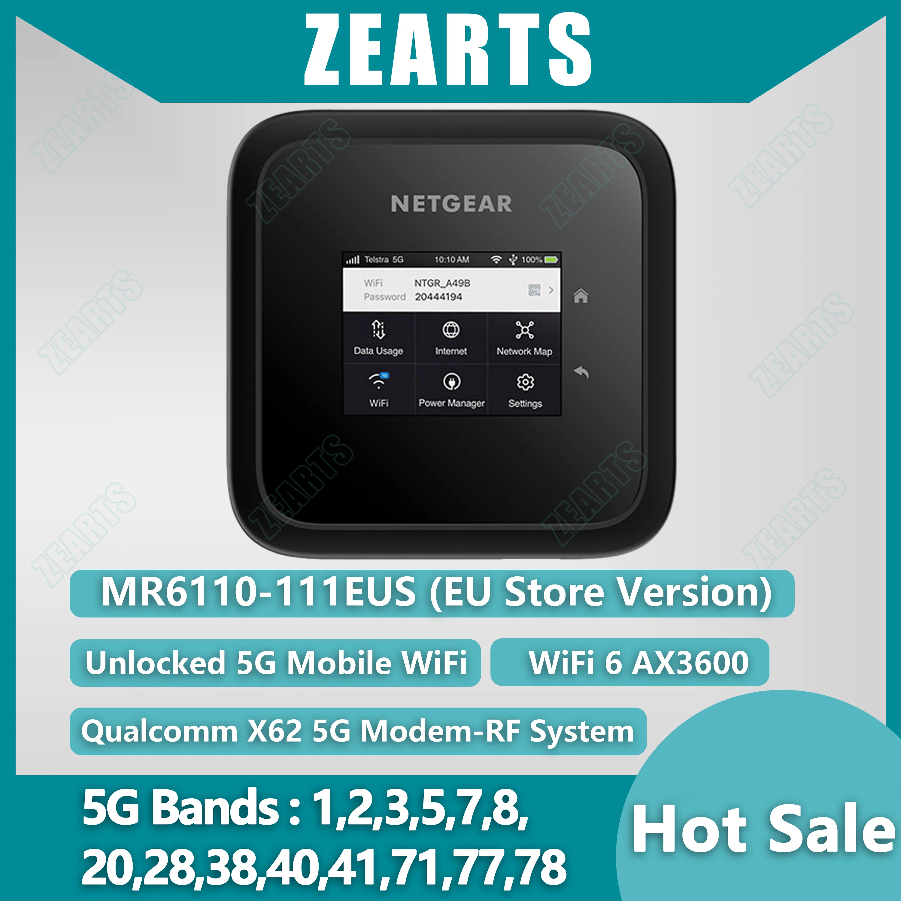 NETGEAR Nighthawk M6 MR6110-111EUS Unlocked 5G WiFi 6 Mobile Router with N78 Band European Store Version