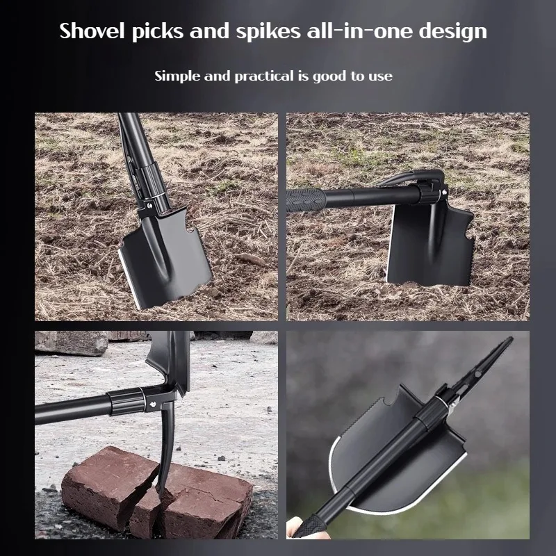 Multifunctional garden shovel for camping, suitable for camping/fishing/wild survival, etc. Shovel. Pickaxe and hoe three-in-one 5