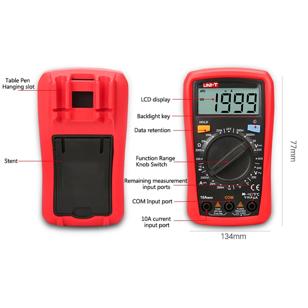 UNI-T Pocket Multimeter UT33A-D Plus Digital Ammeter Voltmeter Professional Resistance Measure