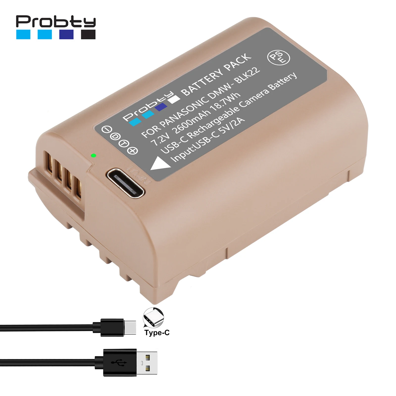 Dmw-Blk22 Dmw Blk22 Batteria 2600Mah W Usb-C Ricarica Prt Per Fotocamere Panasonic Lumix Dc-S5 Dc-S5 Ii Dc-S5 Iix Gh5 Ii Gh6 Gh5M2