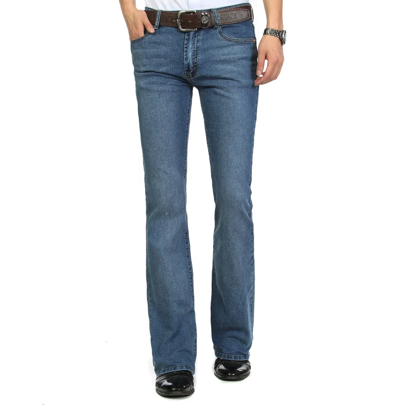 Male Bell Bottom Denim Trousers Slim Black Boot Cut Jeans Men's Clothing Casual Business Flares Pants 3