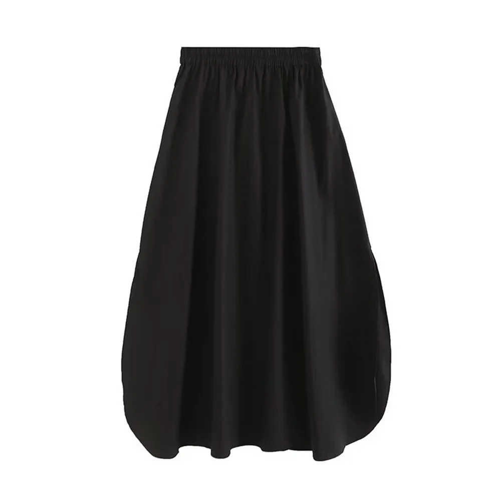 

Early autumn new fashion women's casual French style small fragrance minimalist all-match high waist poplin mid-length skirt