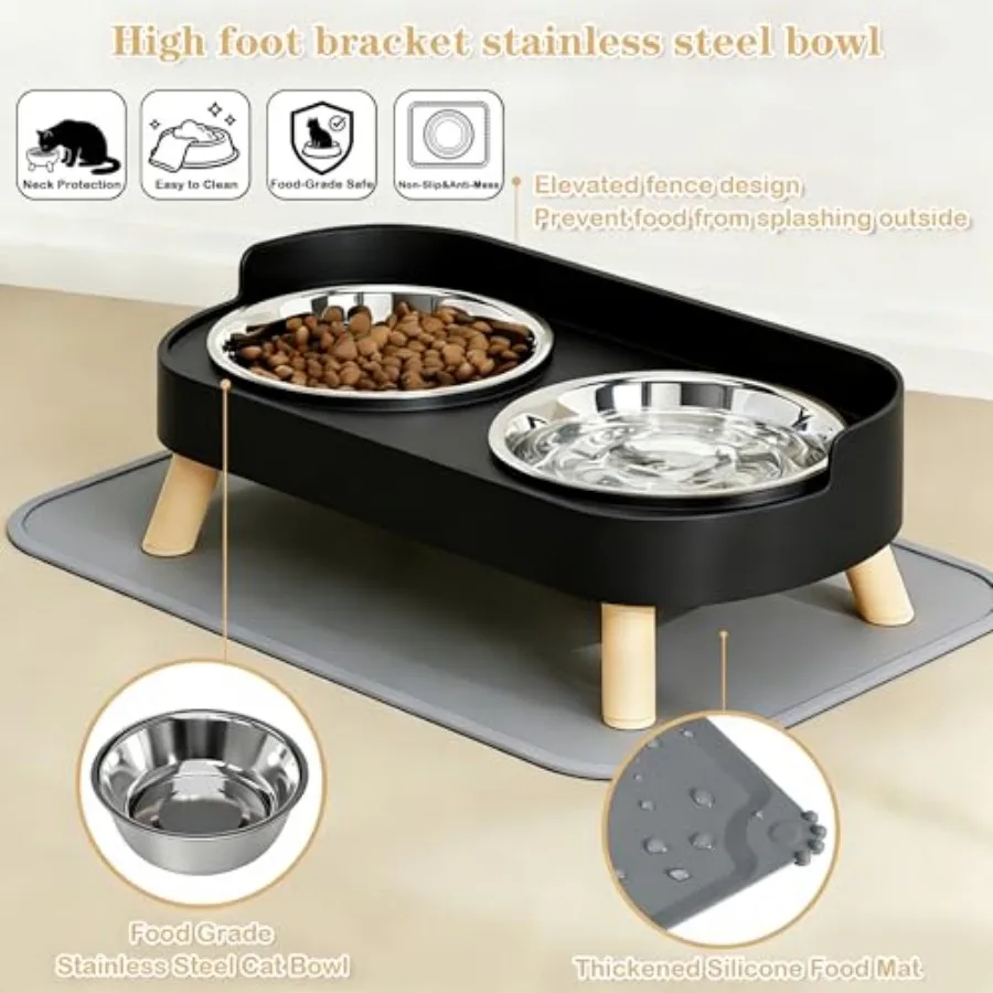 Elevated Cat Bowl Set with Mat 3