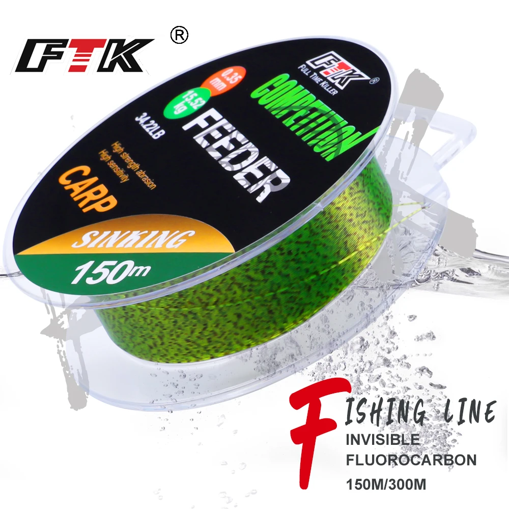 Ligne carp fishing FTK 3D Invisible 150m/300m - Nylon fluorocarbon super résistant pour pêche précise