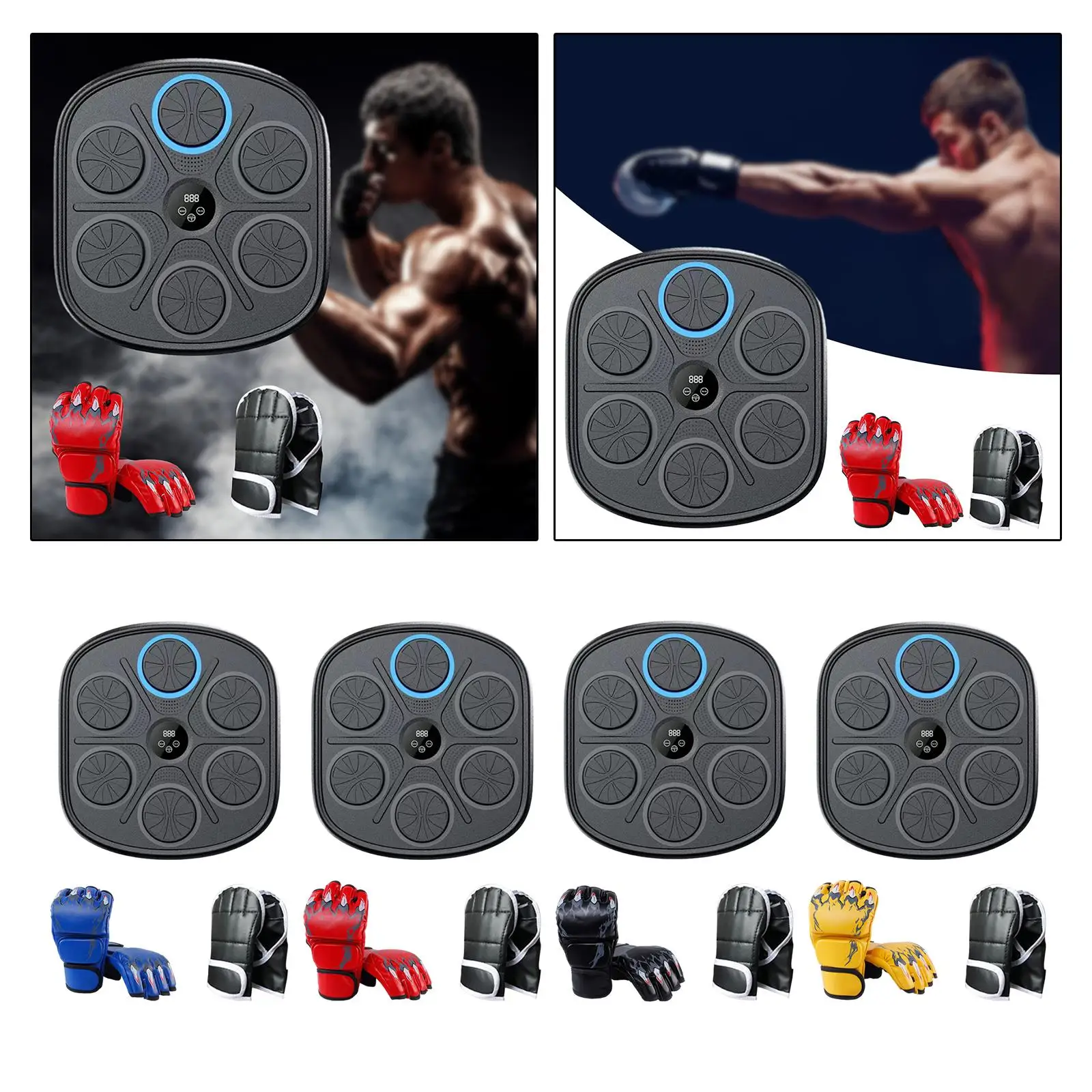 Music Boxing Machine Smart Boxing Trainer with Gloves Electronic Music Boxing Wall Target for Fitness Home Karate Sports Gym