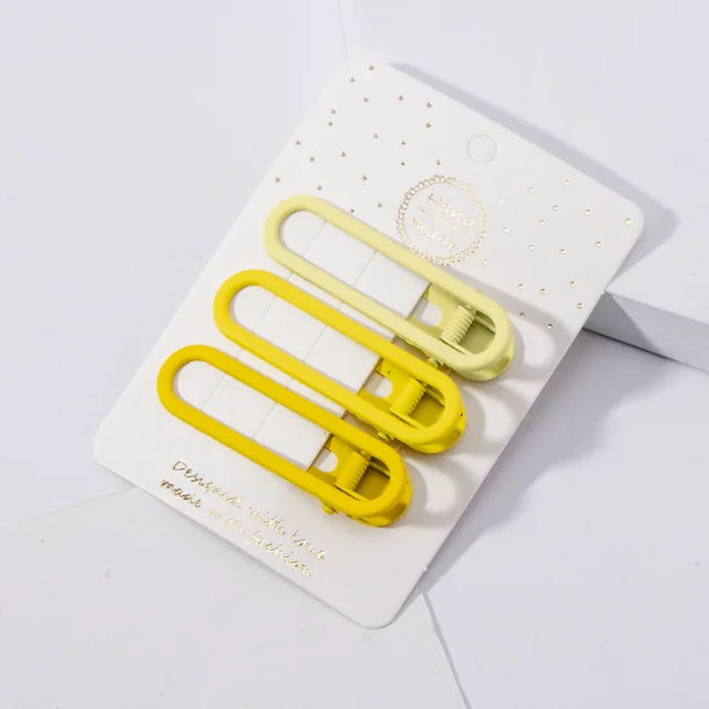Metal Geometric Hair Clip Solid Colorful Girls Hairpins 3pcs/Set Elegant Star Round Barrette for Women Fashion Hair Clips 2022 28