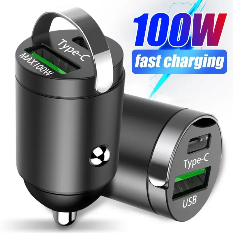 차량용 USB C 타입 고속 충전기 라이터, 아이폰 QC3.0 PD30W, 미 삼성 화웨이 전원 어댑터, 100W