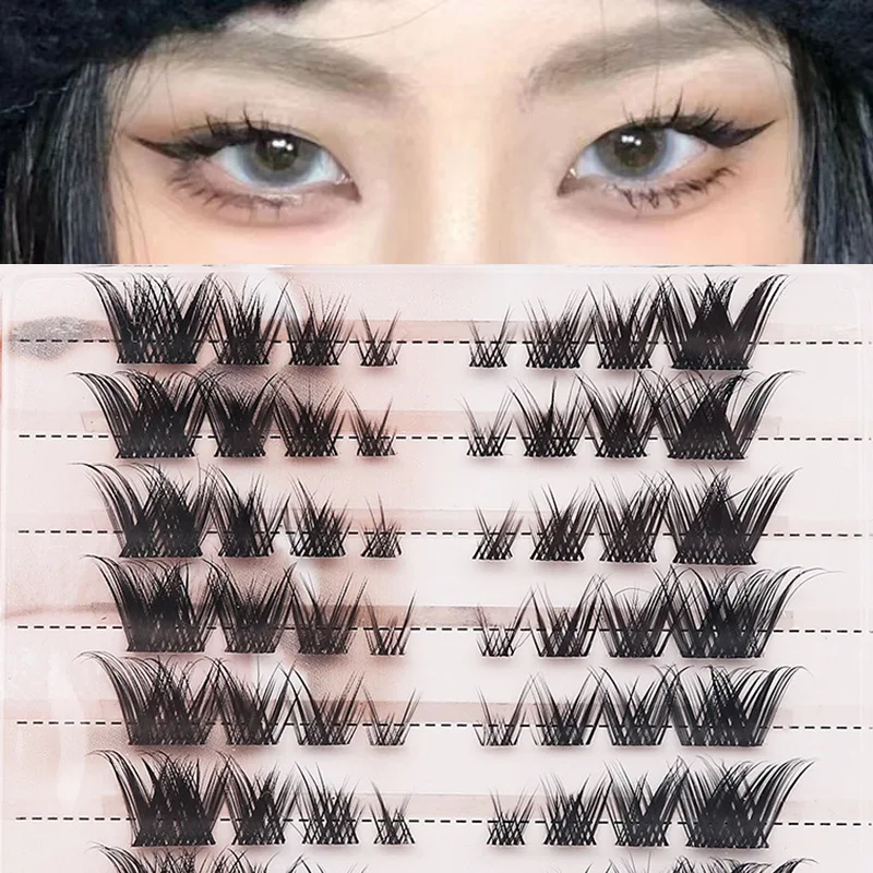 10Rows DIY Cluster Lashes Fox Fake Eyelash Segments Silk Mink Eye Lash Extension Wispy Natural Volume Cilios Makeup Tool