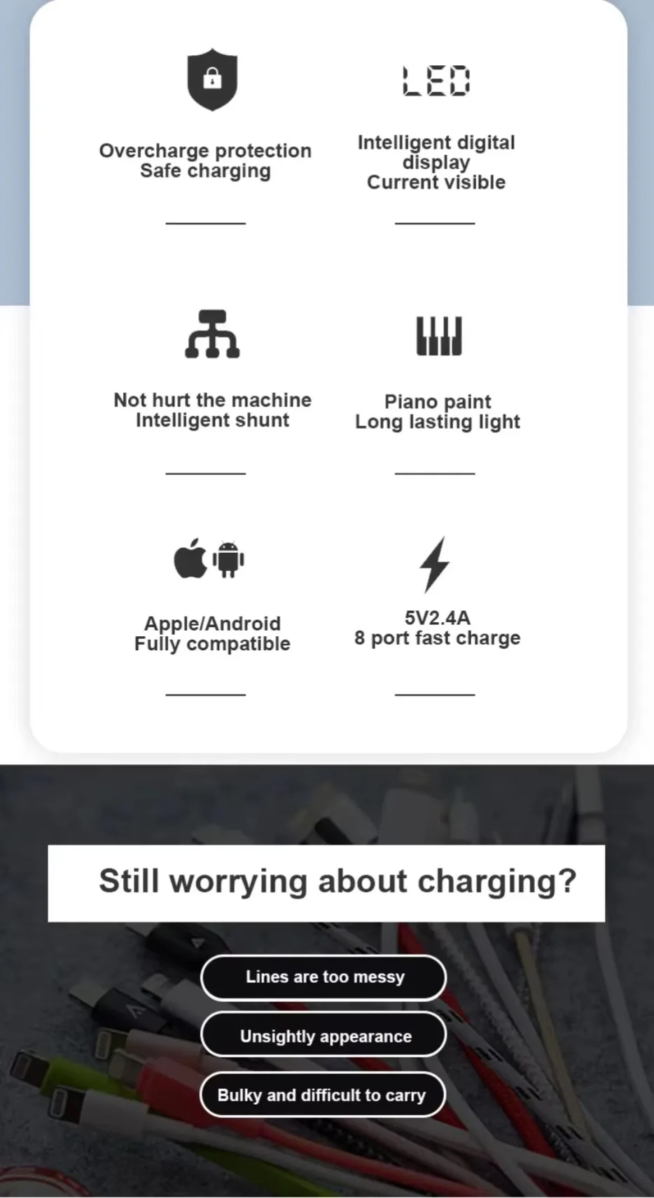 40W 8 Port PD USB Super Fast Charger Station LED Display QC3.0 Desktop Quick Charge For iPhone 16 15 14 13 Tablet Xiaomi Samsung