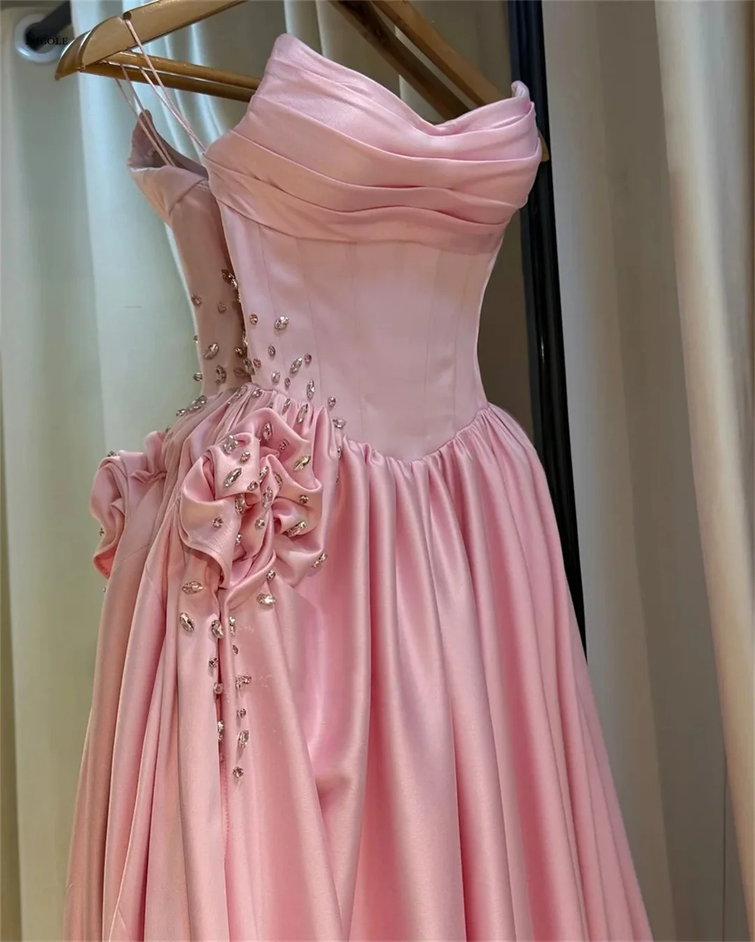 Nicole Line A Robe Soiree Custom Made Elegant Women's Dresses for Wedding Party Dresses for Special Occasions Sling Satin Cloth 3